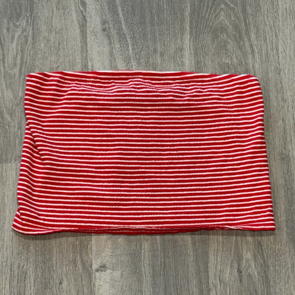 American Eagle Outfitters Red and White Striped Tube Top